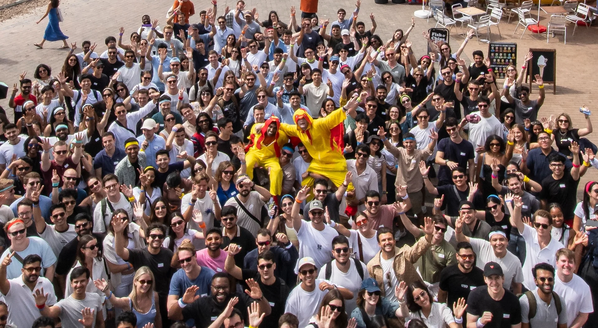 The 300-person cohort gathered in Brighton before the hunt