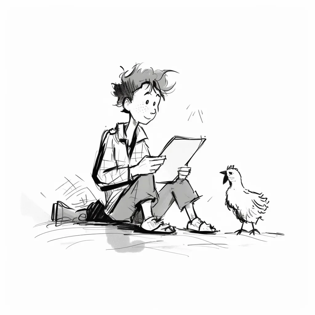 A boy and a chicken